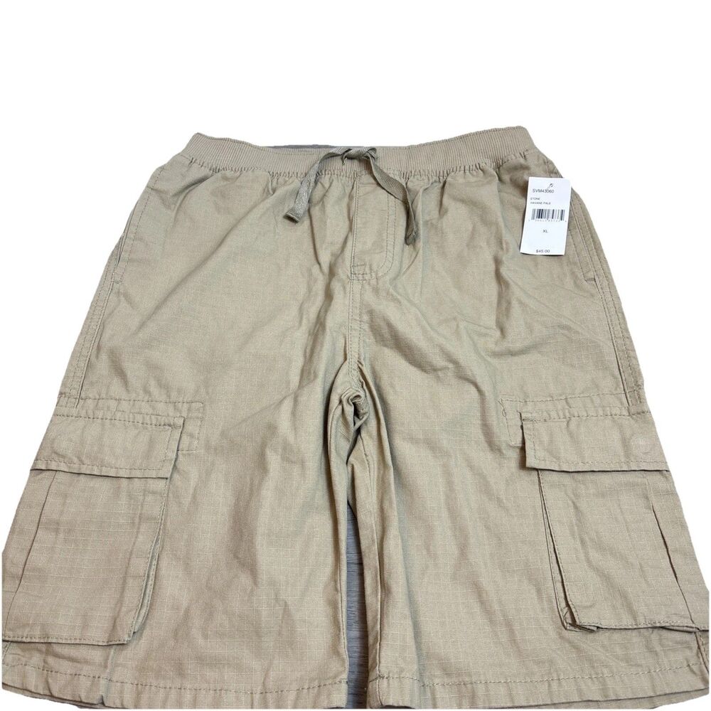 7 For All Mankind Boys XL Khaki Shorts Cargo Drawstring Rip Stop Pockets NEWmmm